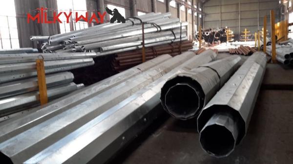 6-18m Hot Galvanized Steel Power Metal Pole Electrical Power Pole For Transmission Line
