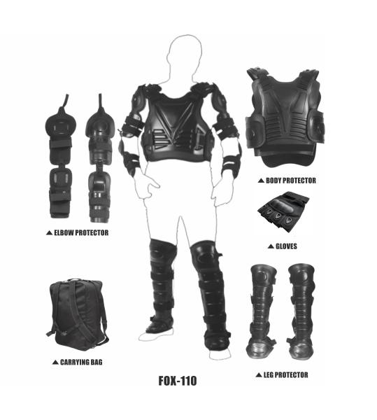 FOX110 Polícia Corpo Militar Protector de perna/cotovelo Cavalo Montado Traje Anti-motim