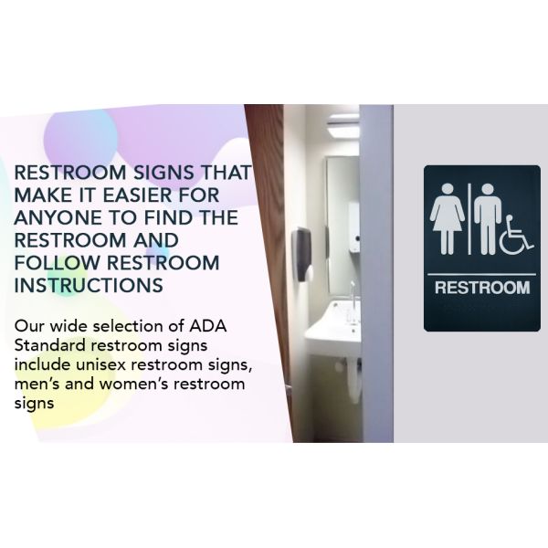 Adhesive Braille Unisex Restroom Symbol Sign For Bathroom