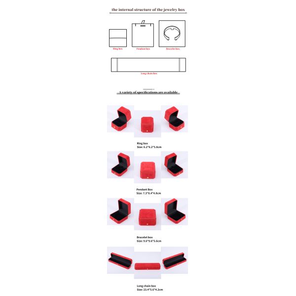 Logo personnalisé Package de bijoux en velours rouge pour pendentifs Boucles d'oreilles Bracelet Collier Ring