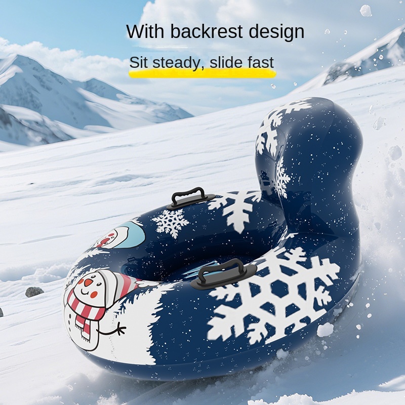 Skiing Circle Inflatable Thickened Environmental Protection PVC Snow Tire Snow Tube Outdoor Adult Backrest Cold-Resistant