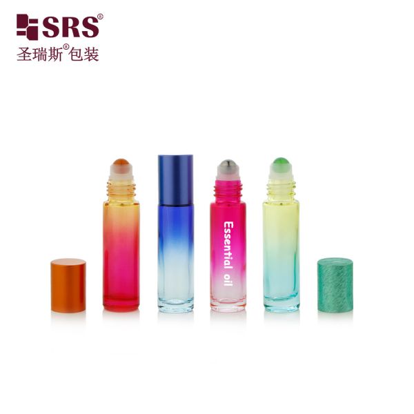 BLPM-10ml 100% No Leakage Thick Wall Mould Dark Blue Glass Roller Bottle With Gemstone Ball For Serum Cosmetic Packaging