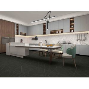 Carreaux de porcelaine rustique en marbre couleur noire 600X600 mm pour le sol de la salle de bain