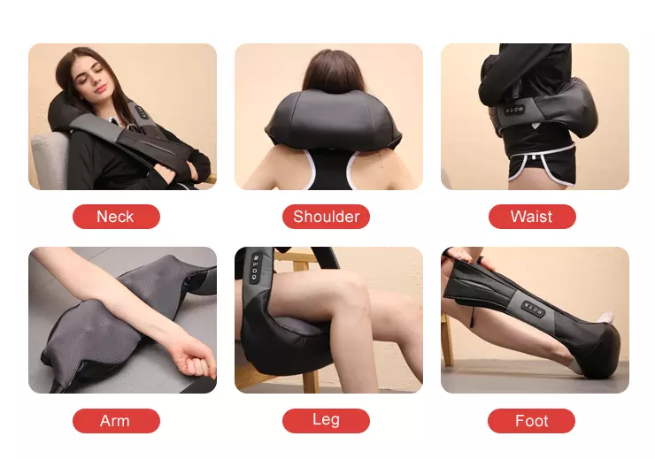 FDA Approval Shiatsu Neck Shoulder Massager Black Color And Support Customized