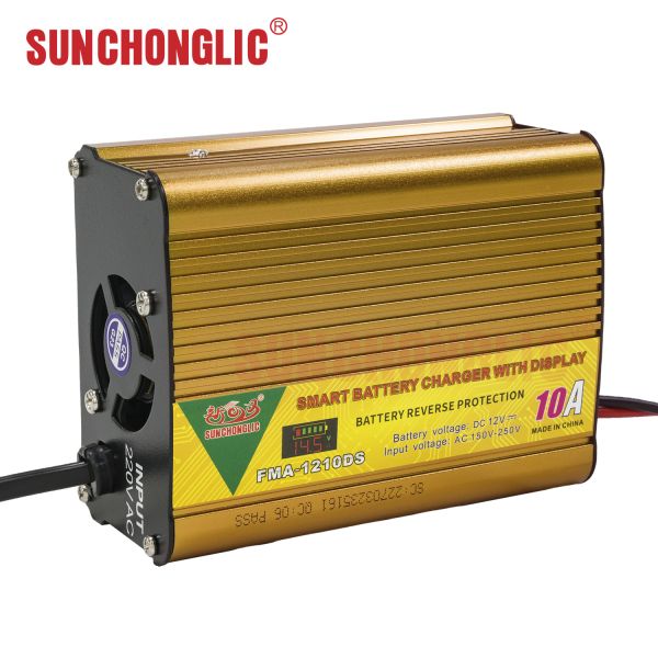 FMADS Three-Step Intelligent AGM/GEL Lead-Acid Battery Charger Featuring LED Display and Low Voltage Protection