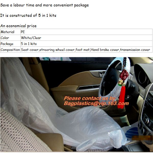 5 in 1 clean kits, auto clean kits, auto cleaning kits, Disposable PE Plastic Seat Car Cover Package, 5-in-1 Automotive