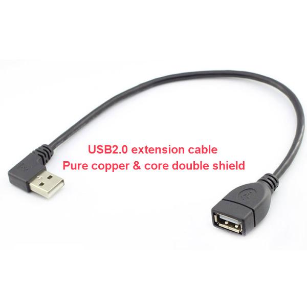 OD 4.5mm USB2.0 Male To Female Extension Cable Elbow Bend 90 Degree