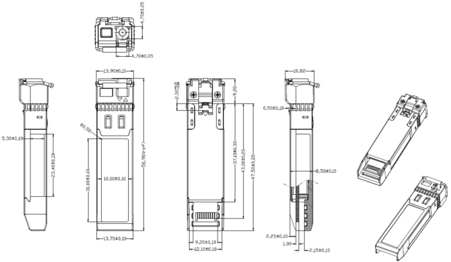 módulos de transmisores duales de 6G SDI SMPTE SFP TX1310nm TX1490nm el 10km SMF BIDI LC NO-MSA
