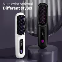 Electric Hot Air Brush Ceramic Hair Straightener Comb with Negative Ion Technology and Swivel Cord