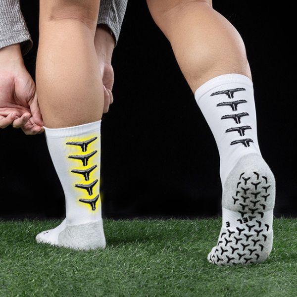 Cushioned Athletic Football Socks Anti Slip Crew Grip Soccer Socks