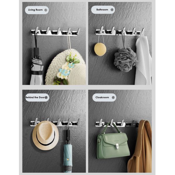 Rustproof Heavy Duty Coat Hooks Wall Mounted For Hanging Coats Hat Bags ODM