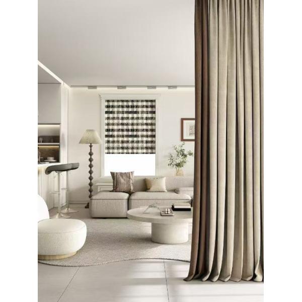 Tailored Double Layer Polyester Window Valance Curtains Readymade For Living Room