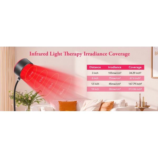 Adjustable Height Red Light Therapy Light Remote Control Infrared Therapy Lights