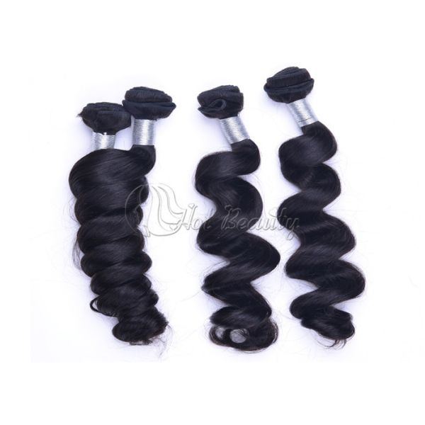 Grade 5A Virgin Peruvian Hair Extensions , Natural Wave Human Hair