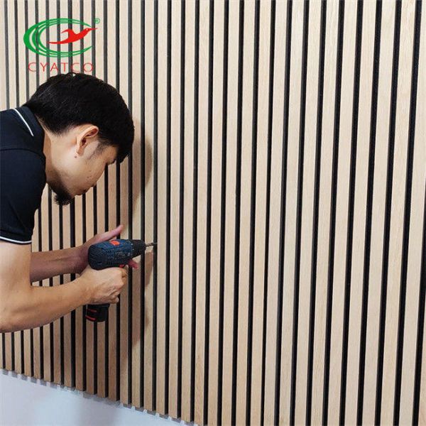 Polyester Wooden Sound Acoustic Panel 2400x600mm Heat Insulation