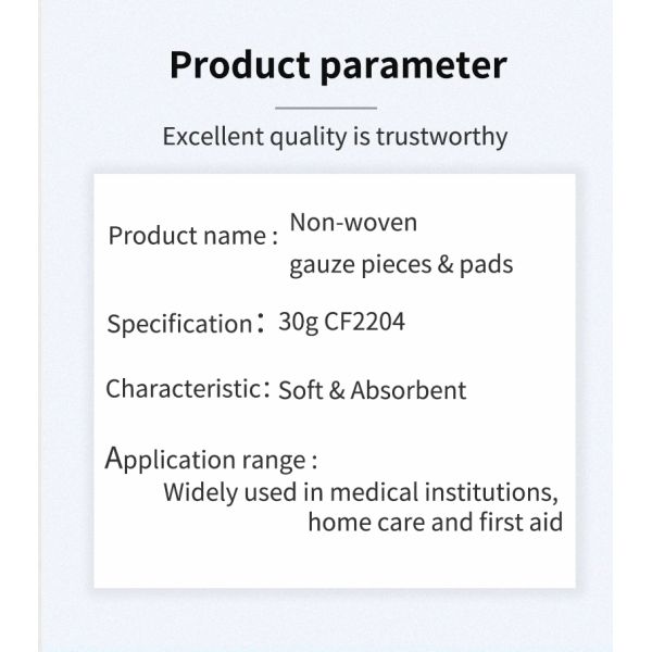 30g Non-Sterile Medical Gauze Pads CF220410*10/7.5*7.5/5*5cm