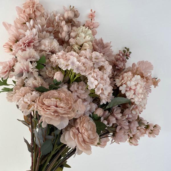 Dirty pink artificial flower wedding hall decoration artificial flowers, peonies, cherry blossoms and roses