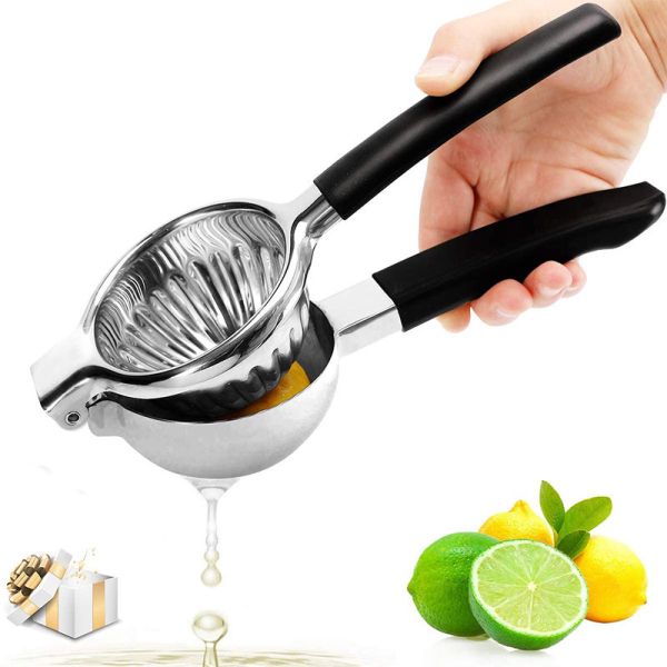 340G Lemon Citrus Press Juicer with Stainless Steel Construction and Soft Silicone Handle