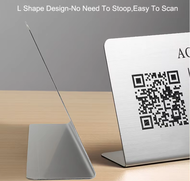 Custom Personalized Metal Display Tags Engraved And Printed Custom Qr Code For Restaurant Cafe Table Menu