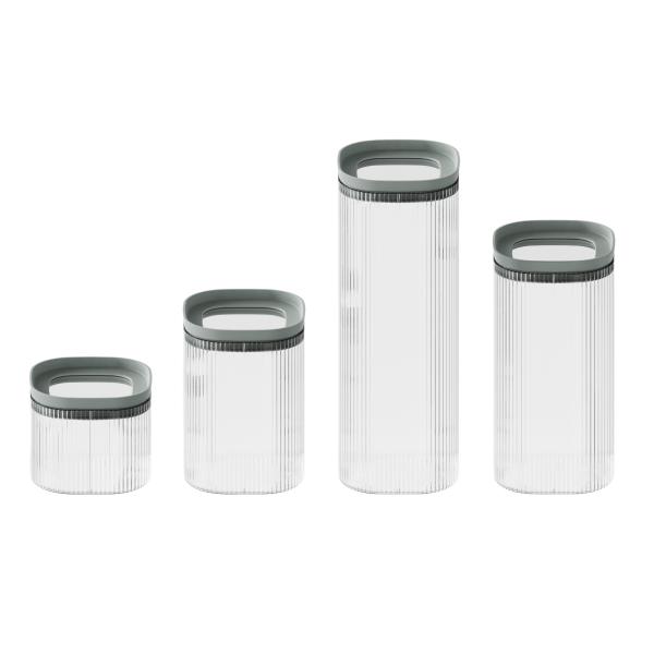Striped Borosilicate Glass Canister Stackable Glass Jars With Glass Lid Customized Color