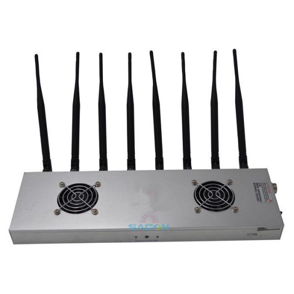 8 Antennas 16w High Power Mobile Phone Jammer 2 Cooling Fans For Churches