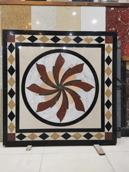 Deluxe Interior Lobby Water Jet Medallion Flower Marble Petterns Decorative Wall