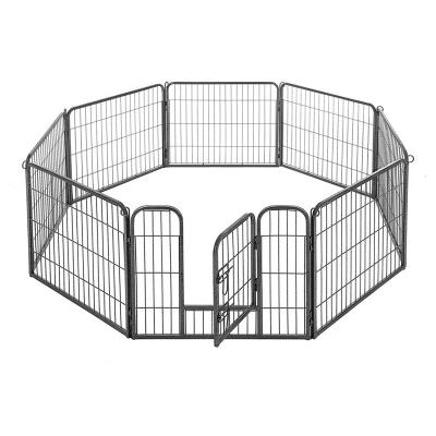 Foldable Black Metal Dog Crate Portable Easy Assemble Thick  Frame Smooth Surface