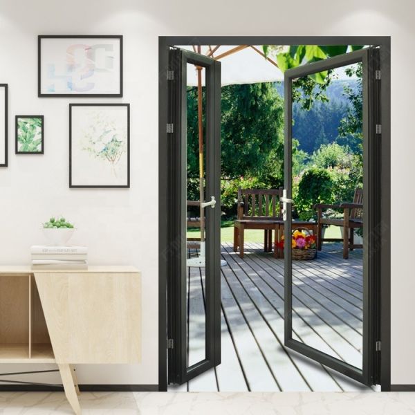 Lightning Protection Aluminium Casement Doors , Double Glazed French Doors