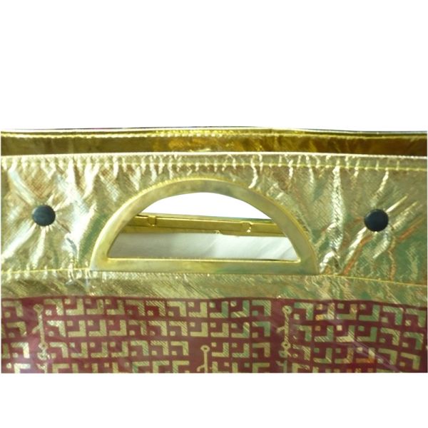 Eco friendly golden lamination non woven carry bag with metal handle