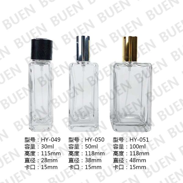 Square Luxury Glass Perfume Bottle 118mm Empty Glass Cosmetic Bottles 1oz