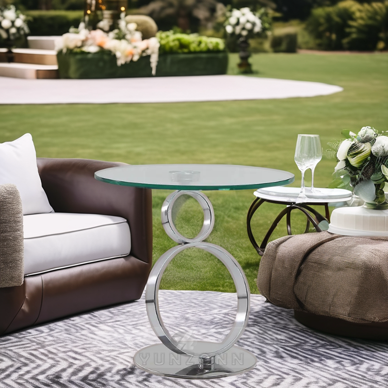 Modern Luxury round Coffee Table with Glass Top and Stainless Steel Base for Living Room Home Villa Hotel Hall