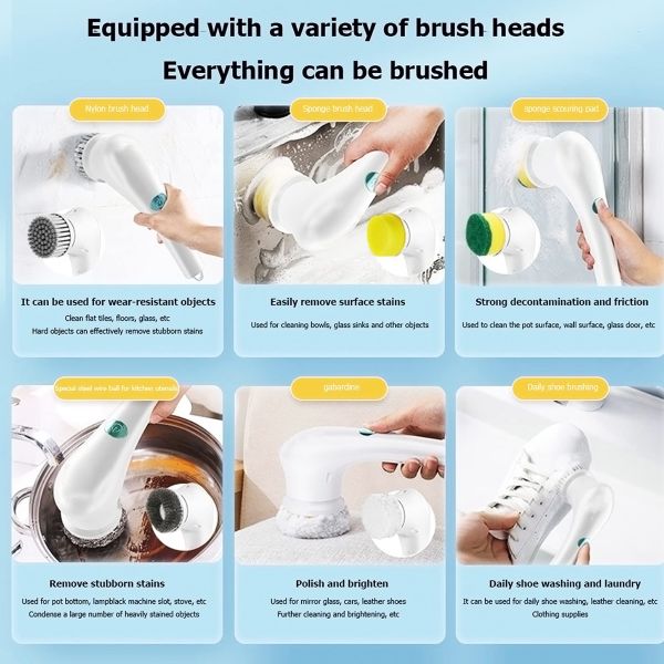 Replaceable Brush Heads Handheld Cleaning Brush for Electric Spin Scrubber in Kitchen
