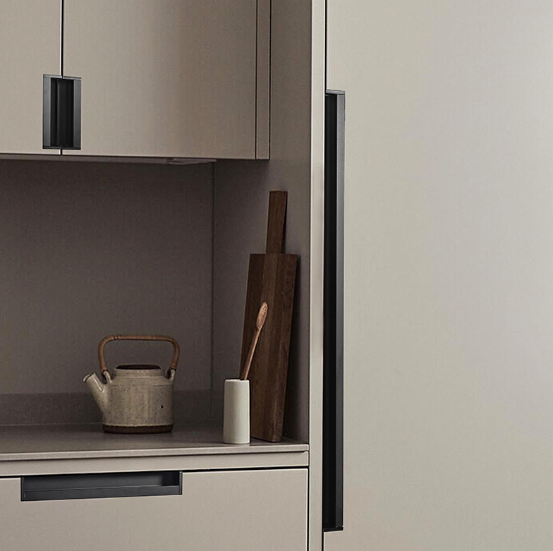 Recessed Door Pulls, J-Shape Hidden Metal Finger Pull 11.7/35.3 Inches, Aluminum Cabinet Handle and Knobs