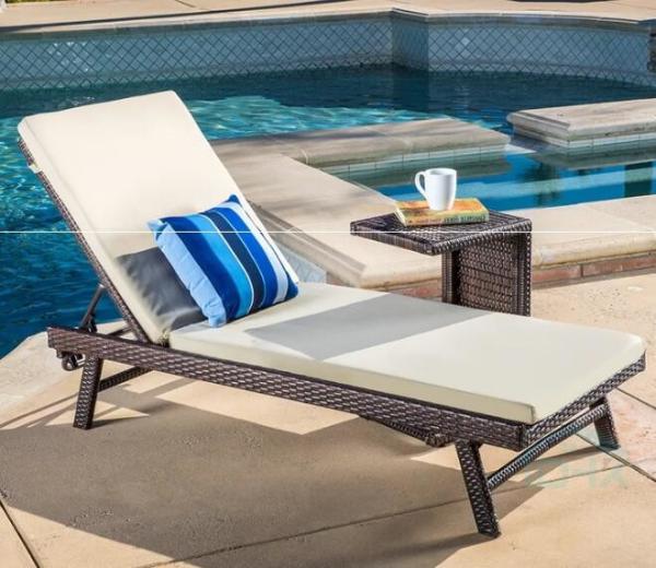 PE Rattan Leisure Chaise Lounge chairs  Aluminium Outdoor Garden wicker patio beach chair