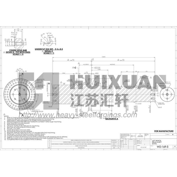 Driving Shaft With Drilled Flange Forged Alloy Steel 8000T Open Die Hydropress