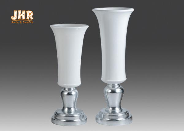 Vasos pagados decorativos da tabela da folha de prata dos artigos de Homewares dos vasos brancos do assoalho da fibra de vidro