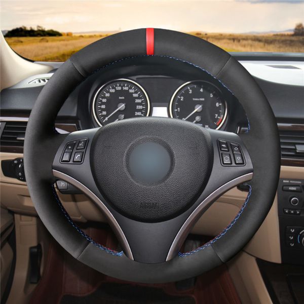 Customized Leather Steering Wheel Cover for BMW E90 325i 330i 335i E87 120i 130i 120d