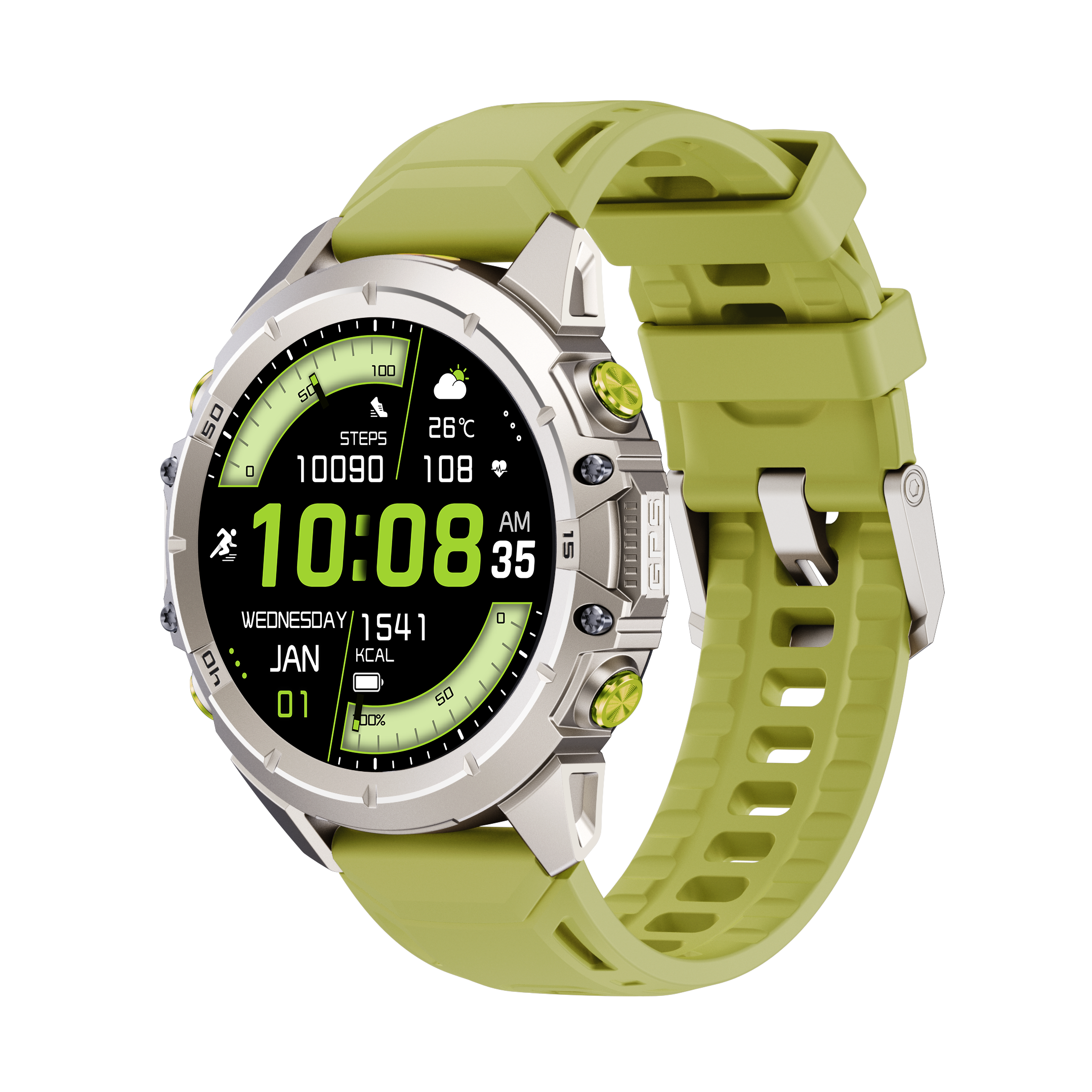 KW352 Outdoor GPS Smartwatch With Dual-Color Flashlight Bluetooth Intercom