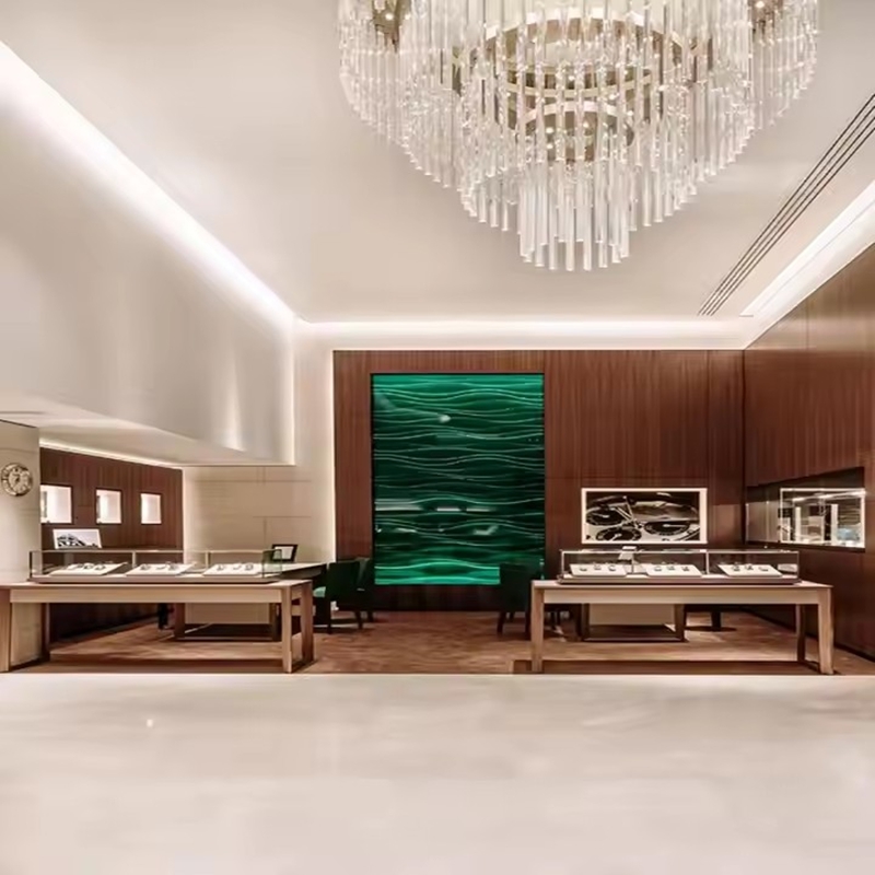 Modern Wood & Glass Jewelry Display Furniture for Luxury Boutique
