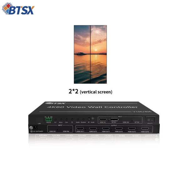 4K60 1-in-6-out Video Wall Controller with 3840x2400@60Hz Input and 1920x1200@60Hz Output Featuring 180° Rotation