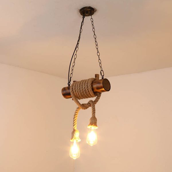American Retro Attic Light Bamboo  Rope Chandelier(WH-VP-218)
