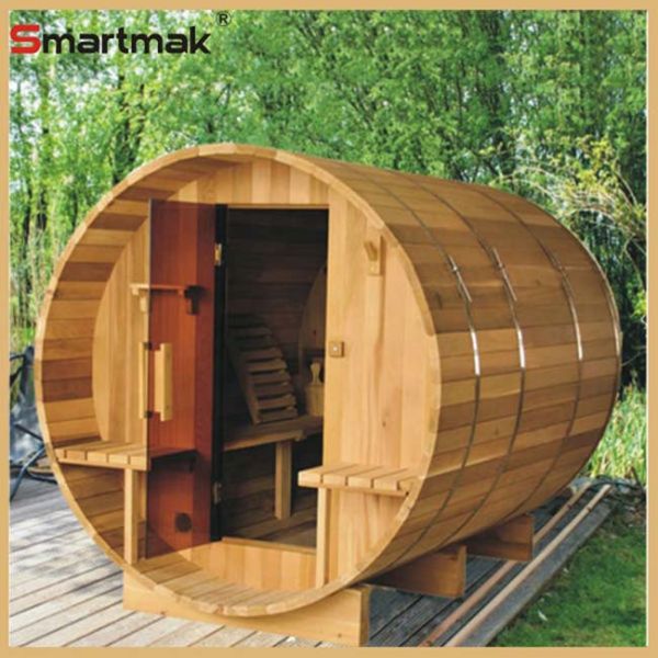 Family Healthcare 4 Person Barrel Sauna Wood Cedar Outdoor Sauna Room