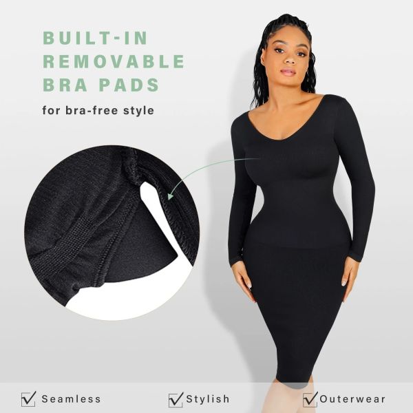 2023 Женское глубокое V шея без швов Body Shaper платье для обрезки талии и Bodycon Fit