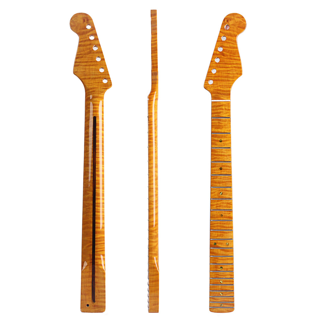 Замена шеи Fender Stratocaster 21 Frets Кленовый для электрической гитары ST Abalone Dots Tiger Flame