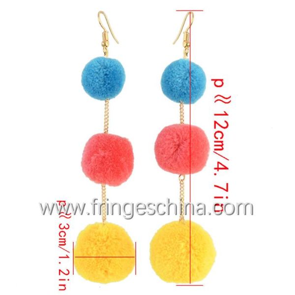 Fashion Bohemian Colorful Pom Pom Long Drop Earrings For Women Party Jewelry Accessories 