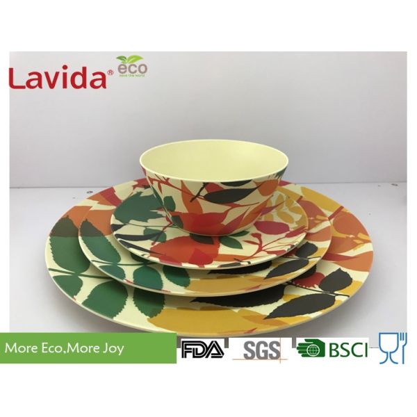 Eco - Friendly Christmas Reusable Bamboo Dinner Plates With Customized Decal Printing