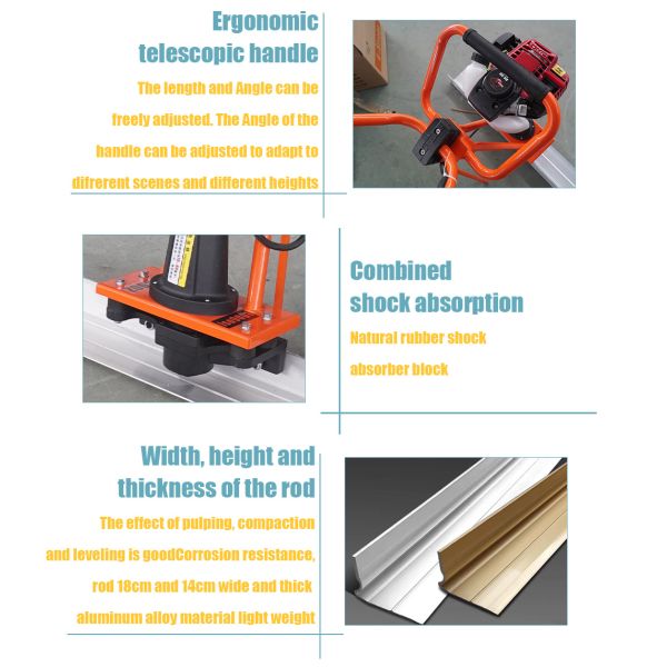 ZPC40 Petrol Concrete Leveling Screed Ruler Easy Operation Concrete Screed Tool