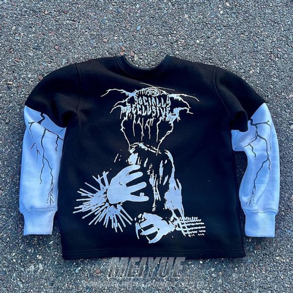 Logotipo de impresión de pantalla personalizado doble capa manga larga 100% de