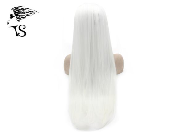 Silky Straight Synthetic Lace Front Wigs , Long White Blonde Synthetic Wigs