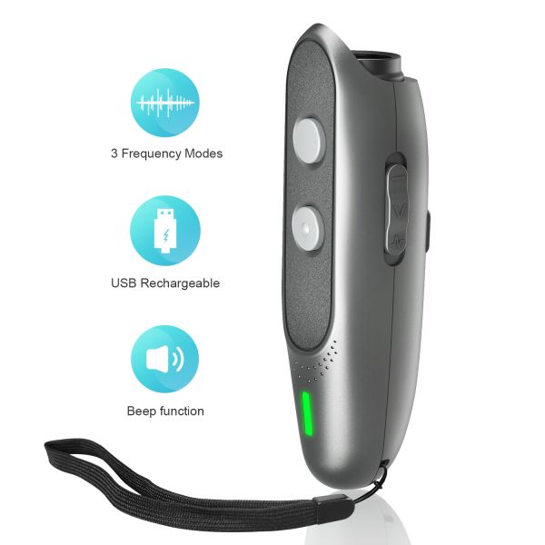 2025 New Eco-friendly Plastic Ultrasonic Dog Repeller Waterproof IP67 Anti Barking Multifunction Training Device >20 Hours